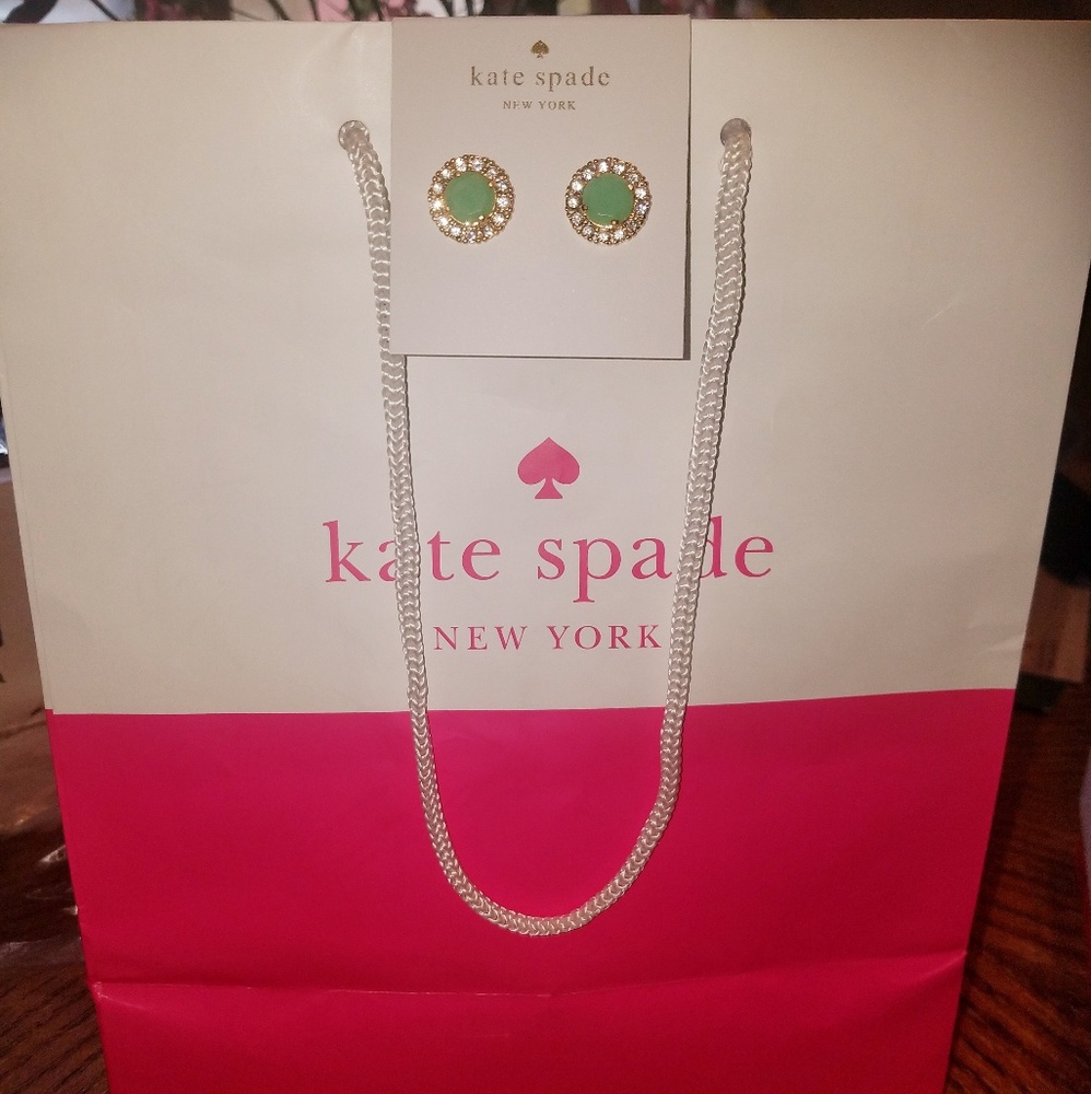 BNWT Kate Spade Green stone with faux diamonds